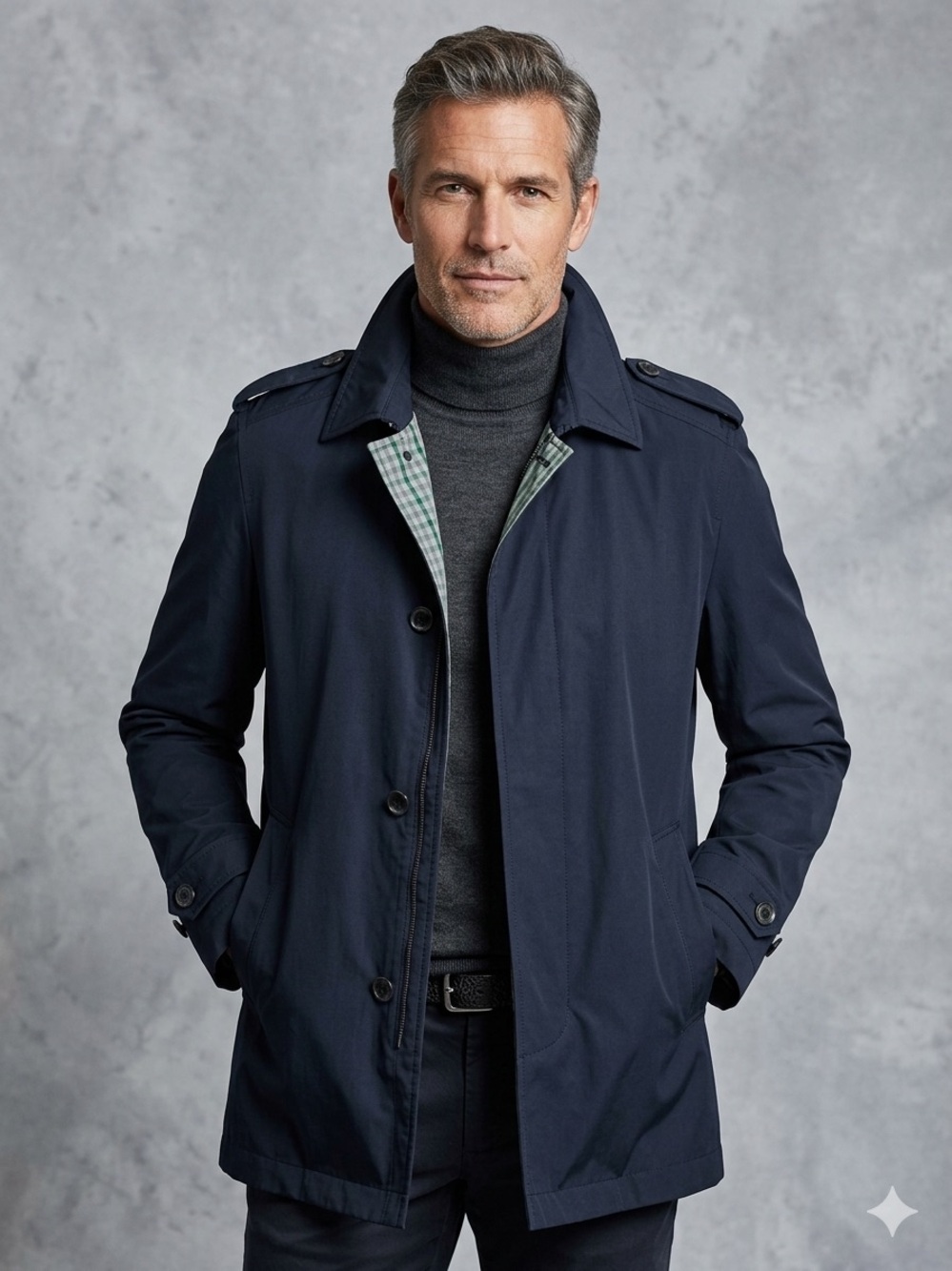 BOSS 42R Men's Navy Single-Breasted Casual Coat